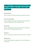 IB BIOLOGY CERTIFICATION EVALUATION&NewLine;TEST PAPER COMPLETE QUESTIONS AND&NewLine;SOLUTIONS&NewLine;
