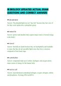 IB BIOLOGY UPDATED ACTUAL EXAM&NewLine;QUESTIONS AND CORRECT ANSWERS