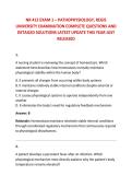 NR 412 EXAM 1 &ndash; PATHOPHYSIOLOGY&comma; REGIS &NewLine;UNIVERSITY EXAMINATION COMPLETE QUESTIONS AND &NewLine;DETAILED SOLUTIONS LATEST UPDATE THIS YEAR JUST &NewLine;RELEASED