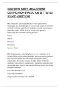 WGU D099 SALES MANAGEMENT&NewLine;CERTIFICATION EVALUATION SET TESTED&NewLine;SOLVED QUESTIONS