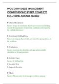 WGU D099 SALES MANAGEMENT&NewLine;COMPREHENSIVE SCRIPT COMPLETE&NewLine;SOLUTIONS ALREADY PASSED