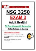 NSG 3250 Exam 3 &ndash; Adult Health I &lpar;Latest 2026 &sol; 2027&rpar; Actual Questions & Answers with Rationales &lpar;Galen&rpar; 100&percnt; Guarantee Pass