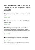 FRAUD EXAMINATION 6TH EDITION ALBRECHT&NewLine;UPDATED ACTUAL TEST SCRIPT WITH SOLVED&NewLine;QUESTIONS&NewLine;