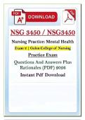 NSG 3450 Mental Health Exams 1-4 &lpar;PDF&rpar; &vert; 2026 Galen Exam Prep Bundle &vert; Q&A