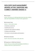 WGU D099 SALES MANAGEMENT&NewLine;UPDATED ACTUAL QUESTIONS AND&NewLine;CORRECT ANSWERS GRADED A&plus;