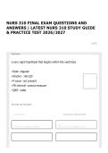 NURS 310 FINAL EXAM QUESTIONS AND ANSWERS &vert; LATEST NURS 310 STUDY GUIDE & PRACTICE TEST 2026&sol;2027