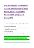 Wisconsin Municipal Utility Foreman &NewLine;Exam Practice Questions And Correct &NewLine;Answers &lpar;Verified Answers&rpar; Plus &NewLine;Rationales 2026 Q&A &vert; Instant &NewLine;Download Pdf 