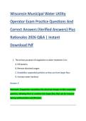 Wisconsin Municipal Water Utility &NewLine;Operator Exam Practice Questions And &NewLine;Correct Answers &lpar;Verified Answers&rpar; Plus &NewLine;Rationales 2026 Q&A &vert; Instant &NewLine;Download Pdf