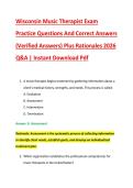 Wisconsin Music Therapist Exam &NewLine;Practice Questions And Correct Answers &NewLine;&lpar;Verified Answers&rpar; Plus Rationales 2026 &NewLine;Q&A &vert; Instant Download Pdf 