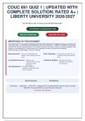 Liberty University COUC 691 Quiz 1&colon; Counseling & Ethics with Complete Solutions&comma; Detailed Rationales & References  2026&sol;27 &lpar;CHALLENGER&rpar;&NewLine;&NewLine;
