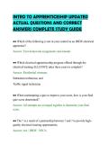 INTRO TO APPRENTICESHIP UPDATED&NewLine;ACTUAL QUESTIONS AND CORRECT&NewLine;ANSWERS COMPLETE STUDY GUIDE