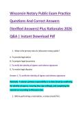 Wisconsin Notary Public Exam Practice &NewLine;Questions And Correct Answers &NewLine;&lpar;Verified Answers&rpar; Plus Rationales 2026 &NewLine;Q&A &vert; Instant Download Pdf 