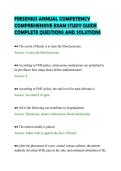 FRESENIUS ANNUAL COMPETENCY&NewLine;COMPREHENSIVE EXAM STUDY GUIDE&NewLine;COMPLETE QUESTIONS AND SOLUTIONS&NewLine;