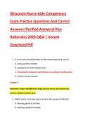 Wisconsin Nurse Aide Competency &NewLine;Exam Practice Questions And Correct &NewLine;Answers &lpar;Verified Answers&rpar; Plus &NewLine;Rationales 2026 Q&A &vert; Instant &NewLine;Download Pdf
