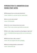 INTRODUCTION TO AMMUNITION EXAM&NewLine;REVIEW STUDY NOTES&NewLine;