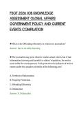 FSOT 2026 JOB KNOWLEDGE&NewLine;ASSESSMENT GLOBAL AFFAIRS&NewLine;GOVERNMENT POLICY AND CURRENT&NewLine;EVENTS COMPILATION