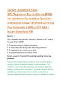 Ontario  Registered Nurse &NewLine;&lpar;RN&rpar;&sol;Registered Practical Nurse &lpar;RPN&rpar; &NewLine;Jurisprudence Examination Questions &NewLine;and Correct Answers &lpar;Verified Answers&rpar; &NewLine;Plus Rationales &vert; 2026 &sol;2027 Q&A &vert; &NewLine;Instant Download Pdf 
