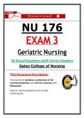 NU 176 Exam 3 Geriatric Nursing &lpar;Latest 2026 &sol; 2027&rpar; Actual Questions & Answers with Rationales - Galen College of Nursing