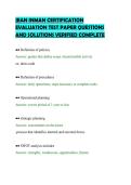 JEAN INMAN CERTIFICATION&NewLine;EVALUATION TEST PAPER QUESTIONS&NewLine;AND SOLUTIONS VERIFIED COMPLETE