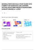 GEORGIA PESTICIDE EXAM STUDY GUIDE WITH CORRECT 150 QUESTIONS AND ANSWERS &lpar;ACTUAL EXAM&rpar; G00D GRADE IS GUARANTEED ALREADY GRADED A&plus; LATEST