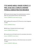 FTCE NAVAED MIDDLE GRADES SCIENCE 5 9&NewLine;FINAL EXAM 2026 COMPLETE ANSWERS&NewLine;PHYSICAL SCIENCE PRACTICE RESOURCE