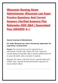 Wisconsin Nursing Home Administrator Wisconsin Law Exam Practice Questions And Correct Answers &lpar;Verified Answers&rpar; Plus Rationales 2026 Q&A &vert; Guaranteed Pass &lpar;GRADED A&plus;&rpar;