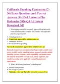 California Plumbing Contractor &lpar;C&NewLine;36&rpar; Exam Questions And Correct &NewLine;Answers &lpar;Verified Answers&rpar; Plus &NewLine;Rationales 2026 Q&A &vert; Instant &NewLine;Download Pdf 