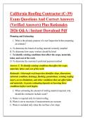 California Roofing Contractor &lpar;C-39&rpar; &NewLine;Exam Questions And Correct Answers &NewLine;&lpar;Verified Answers&rpar; Plus Rationales &NewLine;2026 Q&A &vert; Instant Download Pdf 