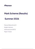 Pearson Edexcel Level 3&NewLine;English Literature&NewLine;Advanced Level &lpar;9ETO&rpar;&NewLine;Paper 1&colon; Drama&NewLine;Mark Scheme &NewLine;Summer 2026