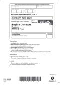 Pearson Edexcel Level 3 GCE  &lpar;9ET0&sol;02&rpar; &NewLine;English Literature&NewLine;Advanced&NewLine;PAPER 2&colon; Prose&NewLine;Question paper &NewLine;June 2026