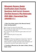 Wisconsin Nursery Dealer Certification Exam Practice Questions And Correct Answers &lpar;Verified Answers&rpar; Plus Rationales 2026 Q&A &vert; Guaranteed Pass &lpar;GRADED A&plus;&rpar;