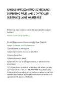 KANSAS MPJE 2026 DRUG SCHEDULING&NewLine;DISPENSING RULES AND CONTROLLED&NewLine;SUBSTANCE LAWS MASTER FILE
