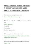 KANSAS MPJE 2026 FEDERAL AND STATE&NewLine;PHARMACY LAW SCENARIO BASED&NewLine;PRACTICE QUESTIONS SOLUTIONS KIT&NewLine;