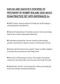 KAPLAN AND SADOCK&rsquo;S SYNOPSIS OF&NewLine;PSYCHIATRY BY ROBERT BOLAND 2026 MOCK&NewLine;EXAM PRACTICE SET WITH RATIONALES A&plus;