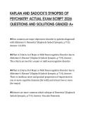 KAPLAN AND SADOCK&rsquo;S SYNOPSIS OF&NewLine;PSYCHIATRY ACTUAL EXAM SCRIPT 2026&NewLine;QUESTIONS AND SOLUTIONS GRADED A&plus;