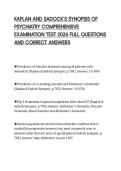 KAPLAN AND SADOCK&rsquo;S SYNOPSIS OF&NewLine;PSYCHIATRY COMPREHENSIVE&NewLine;EXAMINATION TEST 2026 FULL QUESTIONS&NewLine;AND CORRECT ANSWERS