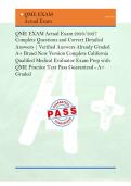QME EXAM Actual Exam 2026&sol;2027 &NewLine;Complete Questions and Correct Detailed &NewLine;Answers &vert; Verified Answers Already Graded &NewLine;A&plus; Brand New Version Complete California &NewLine;Qualified Medical Evaluator Exam Prep with &NewLine;QME Practice Test Pass Guaranteed - A&plus; &NewLine;Graded 