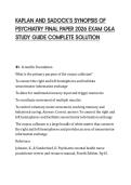 KAPLAN AND SADOCK&rsquo;S SYNOPSIS OF&NewLine;PSYCHIATRY FINAL PAPER 2026 EXAM Q&A&NewLine;STUDY GUIDE COMPLETE SOLUTION&NewLine;