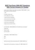 BOP Final Exam 2026-2027 Questions &NewLine;With Correct Answers A&plus; Graded 