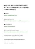 WGU D222 HEALTH ASSESSMENT SCRIPT&NewLine;ACTUAL TEST PAPER FULL QUESTIONS AND&NewLine;CORRECT ANSWERS&NewLine;