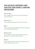 WGU D222 HEALTH ASSESSMENT SCRIPT&NewLine;EXAM STUDY GUIDE GRADED A&plus; QUESTIONS&NewLine;AND SOLUTIONS