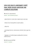 WGU D222 HEALTH ASSESSMENT SCRIPT&NewLine;FINAL PAPER SOLVED QUESTIONS AND&NewLine;COMPLETE SOLUTIONS