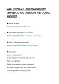 WGU D222 HEALTH ASSESSMENT SCRIPT&NewLine;UPDATED ACTUAL QUESTIONS AND CORRECT&NewLine;ANSWERS