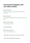 WGU D222 HEALTH ASSESSMENT SCRIPT&NewLine;WITH CORRECT ANSWERS