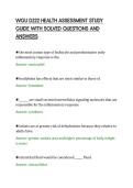WGU D222 HEALTH ASSESSMENT STUDY&NewLine;GUIDE WITH SOLVED QUESTIONS AND&NewLine;ANSWERS&NewLine;