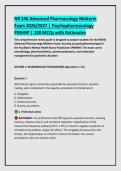 NR 546 Advanced Pharmacology Midterm &NewLine;Exam 2026&sol;2027 &vert; Psychopharmacology &NewLine;PMHNP &vert; 100 MCQs with Rationales 