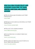 WGU D223 HEALTHCARE POLICY AND&NewLine;ECONOMICS EXAM PREP TEST BANK&NewLine;VERIFIED QUESTIONS AND CORRECT&NewLine;ANSWERS