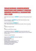 TEXAS NURSING JURISPRUDENCE QUESTIONS AND CORRECT VERIFIED ANSWERS GRADED A&plus; GUARANTEED 100&percnt; PASS&NewLine;&NewLine;