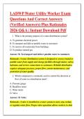 LADWP Water Utility Worker Exam &NewLine;Questions And Correct Answers &NewLine;&lpar;Verified Answers&rpar; Plus Rationales &NewLine;2026 Q&A &vert; Instant Download Pdf 