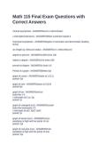 Math 115 Final Exam Questions with Correct Answers&NewLine;&NewLine;